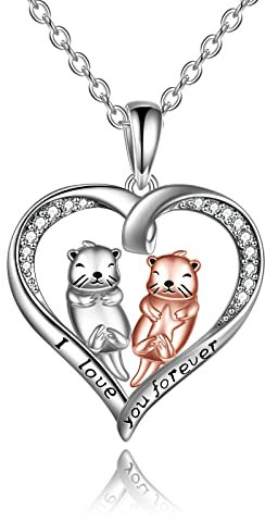 JERWLI Otter Halskette 925 Sterling Silber Otter Anhänger Schmuck Geschenk für Damen und Mädchen