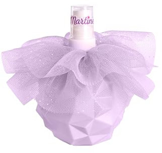 Martinelia Brume Parfumée Paillettée, 100 ml - Parfum Enfant Fille Scintillant - Eau de Toilette Brume Douce pour la Peau Parfumée, Routine Beauté - Beau Flacon Vaporisateur violette avec Tulle
