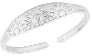 Artiqo Ring Damen Silber | Verstellbarer Siegelring mit Sonne aus Edelstahl | Wasserfest & Hautfreundlich - Modell Happy