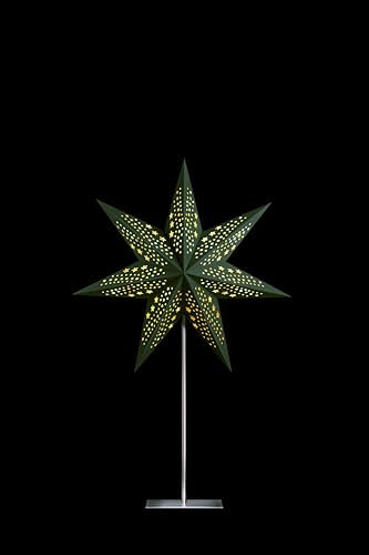 Sterntaler Dekostern | Weihnachtsstern Papier | Samt | Faltstern mit Ständer | Grün | 45cm | Innen | Glühbirne | Netzstecker