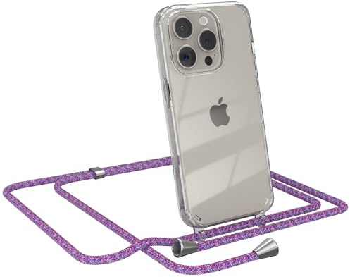 EAZY CASE Handykette kompatibel mit iPhone 15 Pro Handyhülle mit Umhängeband, Handykordel mit Schutzhülle, Silikonhülle, Hülle mit Band, Stylische Kette für Smartphones, Unicorn