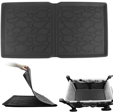 Qivine Allwettermatte für Wonderfold W4 Kinderwagen, 52 x 85 cm Kinderwagen Gummimatten, Schwarz TPE Wagen Fußmatten, Schmutz und Wasser