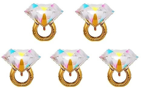 5 Pcs riesige Diamant Verlobungsring Ballons für Braut Dusche Hochzeit Party (Gold)