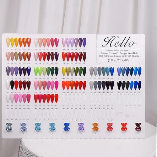 Acycoin2A Acrylic Nail Polish, Colour Display Board Book, Nail Design, Pattern Chart with 2 Styles, Nail Tips, Card Board, Salon Display Rack (160 Colors)