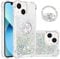 IMEIKONST iPhone 14 Plus Glitter Case with Diamonds Ring Kickstand, Liquid Sparkle Sequin Transparent for Girls Women Silicone TPU Bumper Shockproof Cover for iPhone 14 Plus. Love Silver YBZ