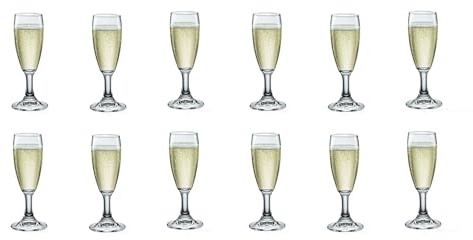 mille idee 12 Bicchieri Bicchiere Bar Vetro Flute Da Prosecco Spumante Cl 11,3 H15,7 D.4,6