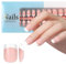 JSRQT 240Pcs French Nail False Nail Tips, Short Square Press on Nails, Full Cover X-coat Tips Fake Nail for Gel Extensions, White Tip Stick on French Nails Short, Nail Art Decor for Women Girls(Nude)