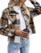 Zeagoo Kurzjacke Damen Kariertes Holzfällerhemd Shacket Mantel Jacke Herbst Winter Hemdjacke Flanellhemd Karierte Hemd Braun M