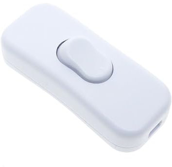 Powice Interruttore intermedio, interruttore a cavo, interruttore 230 V, interruttore per cavi, adatto per cavi di alimentazione a 2 e 3 fili e piccoli dispositivi o luci, bianco