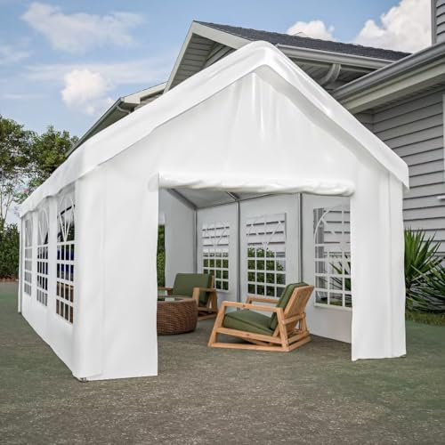 Thanaddo Partyzelt 3 x 6 m, Pavillon mit abnehmbaren Seitenwänden, Pavillon Zelt Gartenpavillon Festzelt Gartenzelt, Weiß