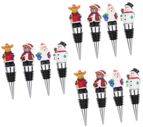 Amosfun 3 Tapones De Aleación Para Botellas De Vino Portátiles Decorativos De Estilo Navideño Duraderos.