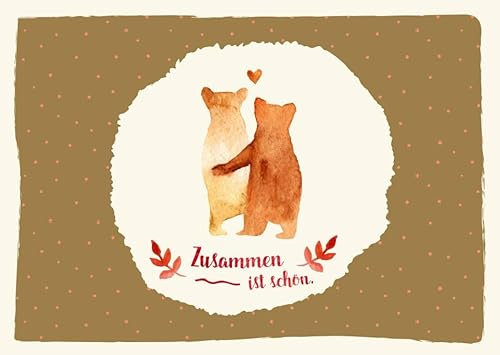 Gutsch Verlag Postkarten Liebe Bärenpaar Aquarell Design mit Herz und Spruch Zusammen ist schön für romantische Anlässe wie Valentinstag Jahrestag oder einfach um Zuneigung auszudrücken