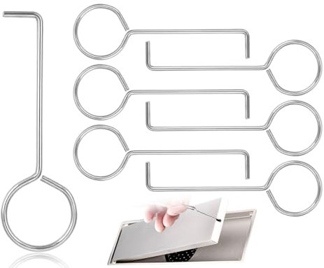 AOYEGIC 6 piezas gancho de elevación de llave de drenaje,gancho de drenaje de piso de acero inoxidable,llave de drenaje,extractor de rejilla de drenaje,llave de desmontaje,para cocina baño(plata)