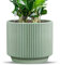 AmiCera Self Watering Ceramic Pots for Indoor Plants, Water Level Indicator with Drainage Hole, Self-Watering Planters for Outdoor, Large Flower Pot for Easy Care (Green)