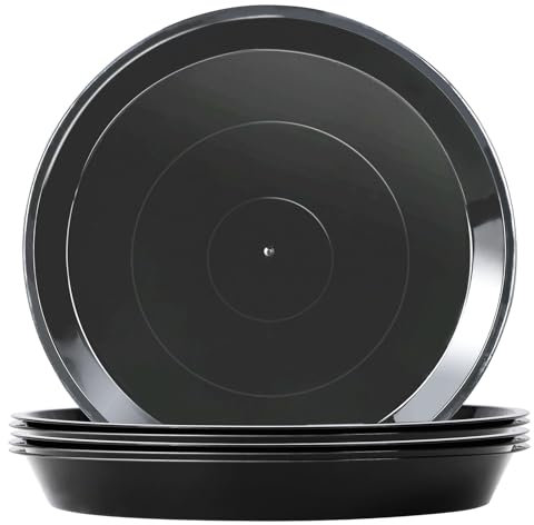 Muzhira Lot de 6 Soucoupes pour Plantes, Soucoupes pour Pots de Fleurs pour Plantes, Plateaux de Planteur pour Intérieur, Extérieur, Jardin - 23cm/Noir