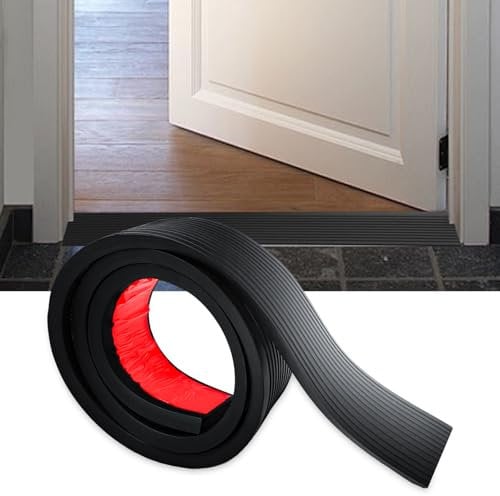 1M*8cm*3.0cm Türschwellenrampe, bis 800 kg belastbar, Gummirampe Selbstklebende für 3,0cm Höhenunterschied, Türschwelle Rollstuhlrampe für Saugroboter, Kinderwagen (Schwarz, 3.0cm-Anstieg)
