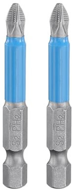 QUARKZMAN 2 Piezas de Punta de Destornillador Phillips Ph2 de Acero S2 con Vástago Hexagonal de 1/4 Y Longitud de 65mm/2.56 con Cabeza de Cruz Magnética Para Brocas de Taladro Eléctrico