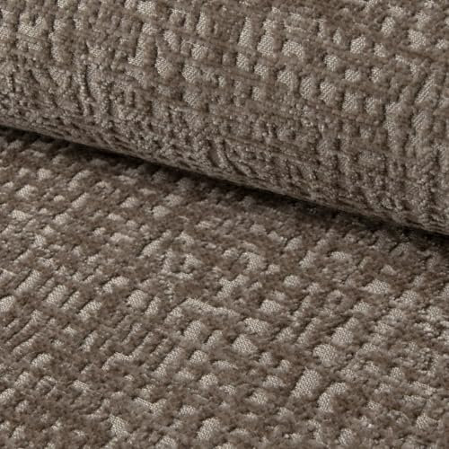 Fabreco FROLISA Polsterstoff – Chenille-Stoff mit Muster, Dekostoff Meterware, 142 cm breit, strapazierfähiger Möbelstoff für Wohnzimmer, Gewicht 370g/m² - Taupe