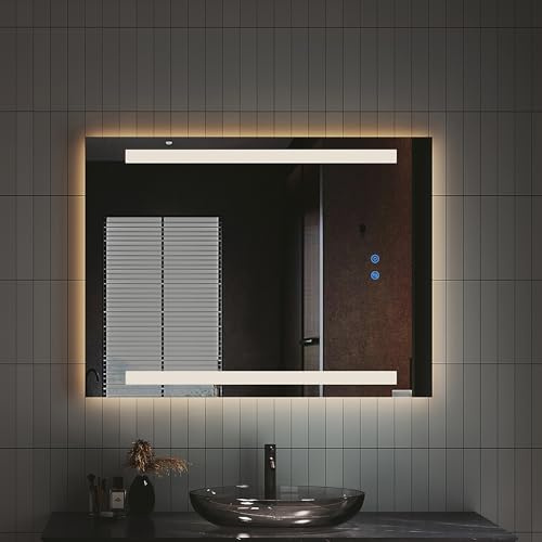 IMPTS LED Badspiegel mit Beleuchtung Badezimmerspiegel 70x50cm | Bad Wandspiegel mit Licht mit Touchschalter Anti-Beschlag Beschlagfrei Dimmbar Neutralweiß 4000K IP44