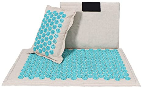 SHUAICJ Massagekissen Akupunktur-Matte Acupressur Matte Set Massagegerät Kissen Massage Yoga MA Lindert Stress Back Hals Ikias Schmerz Entspannung Massagekissen(Blue)