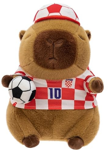 Football Capybara Plush Toy, Ball In Hand With Number 10 Style Jersey Ideal For Fans And Collectors Kids Girls(25cm/9.8in)
