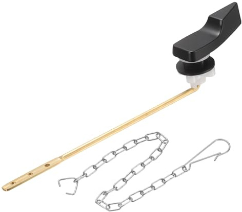 sourcing map 1Set Front Mount Universal Toilet Handle Replacement Kit with Chain, Toilet Tank Lever Flush Handle, 702 Black