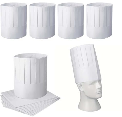 ZHYUAN 20 Stück PapierKochmützeSet,Erwachsene UnisexKochhut,Kochmützen,VliesstoffKochmütze Set,kochmütze,KochmützeWeiß,koch mütze,kochmütze Herren,für Küche,Hotel,Bäckerei und Restaurantküche