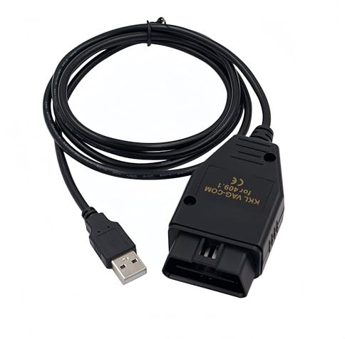Washinglee OBD2 Diagnosekabel für VW, Audi, Skoda und Seat hergestellt zwischen 1994 und 2004. Auto-ECU-Scanner USB-Kabel kompatibel für VAG KKL 409. (Schwarz)