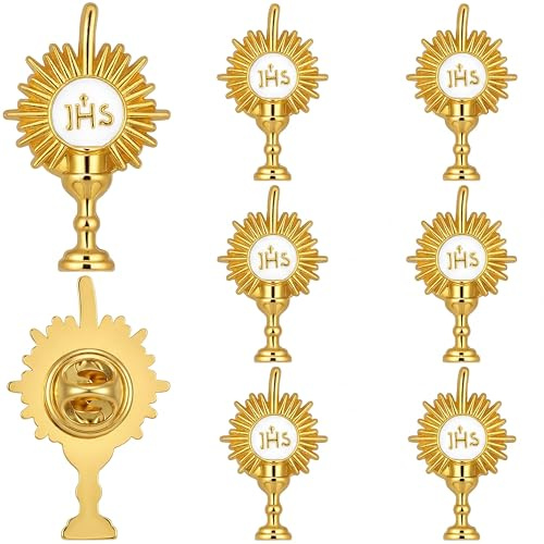 FOMIYES 8 First Communion Lapel Pin Golden Zinc Alloy Catholic-Inspired | Golden Finish, Zinc Alloy Build, for Clothing, Backpacks, Scarves, at Scarf Backpack Decoration Faith Keepsake