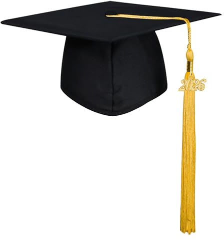 GraduationMall Doktorhut Studentenhut Abschluss Hut 2026,Abschlussmütze für Abitur Bachelor Master,Abschlussfeier Abschlusskappe Schwarz/Gold
