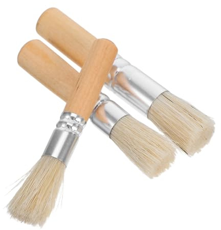 GARIOUANS Natural Bristle Horse Hair Paint Brush Set 3pcs (6# 8# 10#) with Wooden Handles for Oil, Acrylic, Watercolor Painting and DIY Art Crafts in Stenciling and Detail Work