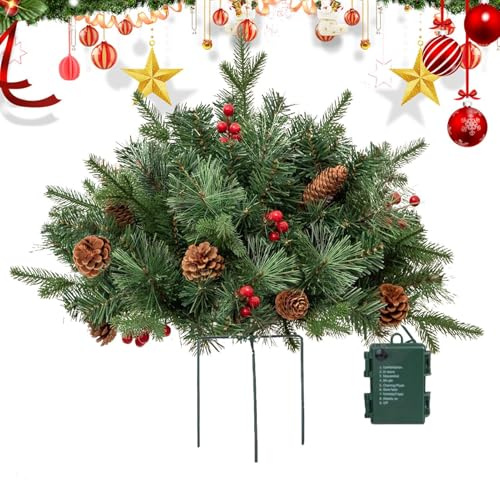 Füller für Weihnachts-Pflanzgefäß | Beleuchteter Blumenkastenfüller für den Außenbereich mit Stativständer, Dekoration für, Garten, Beete, Familientreffen