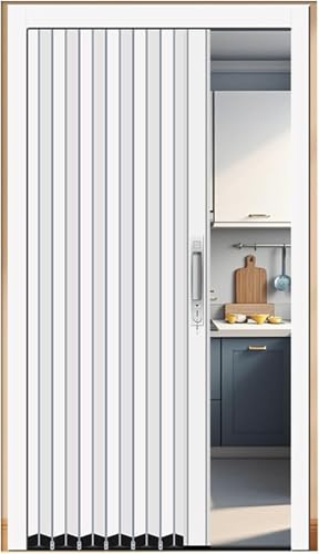 AVLLSO Innentüren Raumteiler anpassen mit Schloss und Schlüssel, Akkordeon Klapptüren Innen für Restaurant Küche/Dusche/Speisekammer(100x203cm)