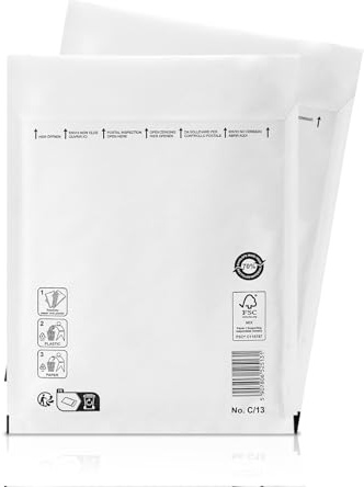 25stk Luftpolsterumschläge Polsterumschlag Versandtaschen Briefumschläge Luftpolstertaschen geeignet für DIN A5 / C6+, Versandverpackung mit Selbstklebeverschluss C3(170 x 225 mm) 13/C, Weiß