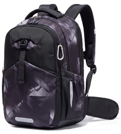 Amythe Schulranzen Teenager Jungen mit Abnehmbarem Hüftgurt | Ergonomische Schulrucksack, 30L Schulranzen Wasserdichter mit Abnehmbarem Hüftgurt, Reflektorbänder, Regenschutz