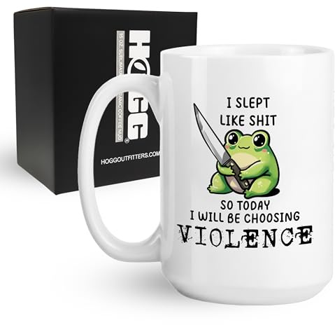 I Slept Like S So Today I'm Choosing Violence Mug, 15oz Ceramic Frog Coffee Mug, I Slept Like , I Choose Violence, Frog Cup, Gag Gift for Women, White Elephant Gift, Funny Coffee Cup, Secret Santa