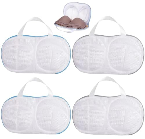 YIPFEN 4 Salva Reggiseno in Rete per Lavatrice, Retina Protettiva, Grandi con Manico Sospeso e Cuciture Rinforzate, per Lavatrice e Asciugatrice