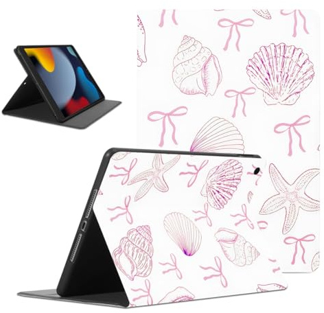 Yomjew Bonita funda de verano para iPad de 9ª/8ª/7ª generación 2021/2020/2019 de 10.2 pulgadas, patrón de carcasa rosa kawaii para niños y niñas, funda protectora para tablet con tapa y soporte de
