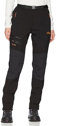 BenBoy Women's Outdoor Waterproof Windproof Fleece Slim Cargo Snow Ski Hiking Pants,Black Small