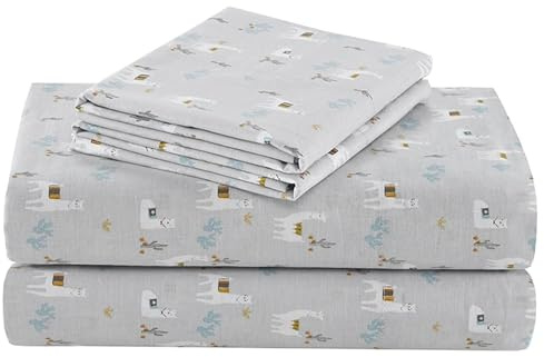 Comfort Spaces 100% Cotton Sheet Set Breathable, Lightweight, Soft with 12 Elastic Pocket Fits up to 14 Mattress, All Season Cozy Bedding, Matching Pillow Case, Twin XL Lama Multi 3 Piece