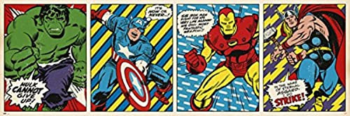 Marvel Comics Langbahnposter Retro Hulk, Captain America, Iron Man und Thor