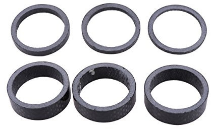Vorcool, 6 distanziatori per Bicicletta in Fibra di Carbonio, distanziali per Bicicletta, da 2 mm / 3 mm / 5 mm/ 10 mm x 3 (Colore Nero)