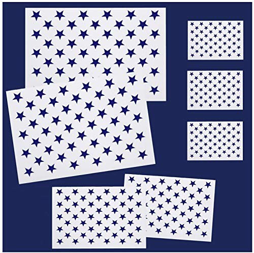 Whaline 7 Stück American Flag 50 Sterne Schablone Schablone Schablone zum Bemalen auf Holz, Stoff, Papier, Airbrush, Walls Art, 2 große, 2 mittelgroße und 3 kleine
