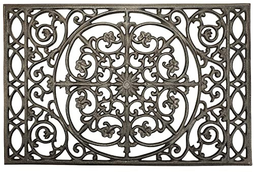 Sungmor rechteckige Fußmatte aus Gusseisen - 55,9 x 36,6 cm - haltbare, rutschfeste Fußmatte, Schuhschaber, Begrüßungsmatte, dekorative Eingangsmatten für Haus, Garten, Terrasse