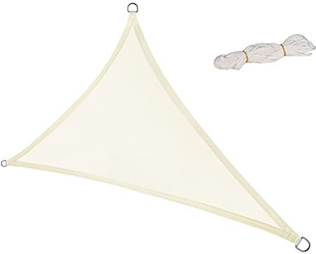 Laneetal Sonnensegel 5x5x7m dreieckig 160g/m² Polyester Sonnenschutz Schattenspender UV Schutz für Garten Balkon Terrasse Creme