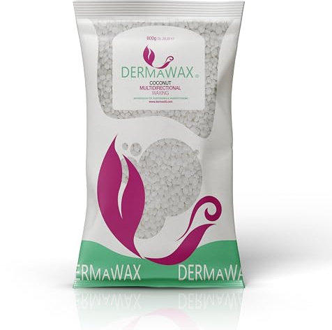 Dermawax 800g Kokosnuss Heisswachs Wachsperlen Haarentfernung – Hypoallergen Multidirektional für Gesicht, Augenbrauen, Beine, Bikini & Intimbereich – Brazilian Waxing Made in Italy