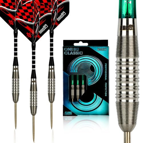 ONE80 Professionelles Dartpfeil-Set mit Stahlspitze, 90 % Wolfram, mit Geschenkbox (G-21g)