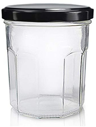 PEGANE Lot de 12 bocaux à Confiture,Pots ménage Classique Type Bonne Maman 324 ML, Capsules Noires stérilisables 82mm avec Flip incluses - IRIOS -