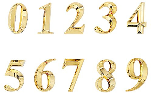 GORGECRAFT 2 Inch House Numbers 3D self Adhesive Door Address Stickers Plaques Home Mailbox Signs for Outside, Pack 0 to 9 (Gold)