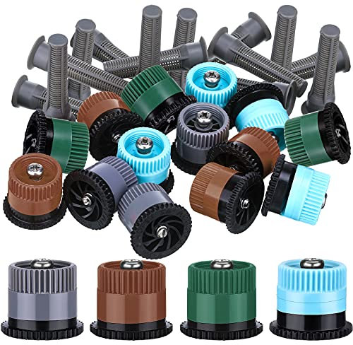 Patelai 32 Variable Arc Nozzle Pop-up Sprinkler Head Multicolor Adjustable 360 Degree Rotating Sprinkler Heads for Septic Nozzle Replacement for Garden Lawn Irrigation (6/8/12/17 Van)